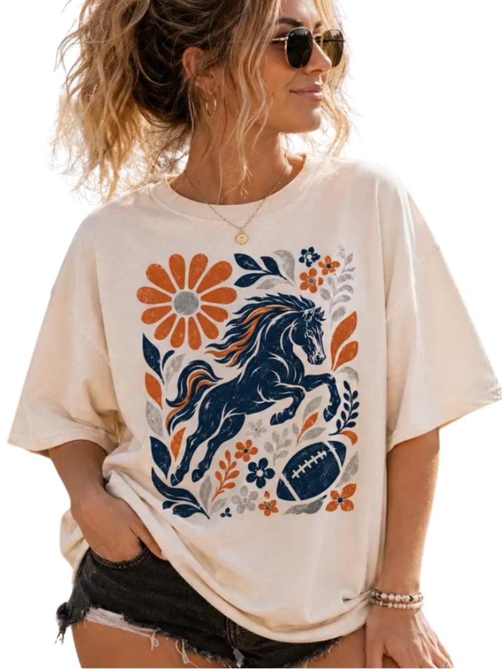 Denver Football Comfort Color Tee, Broncos Mascot Game Day Crewneck Sport Tee